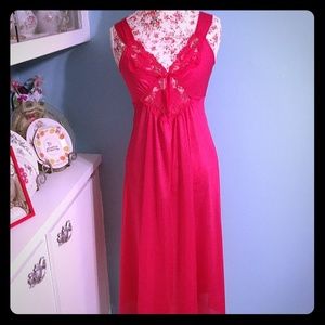 Vintage Fushia Pin-up Nighgown Lingerie S M